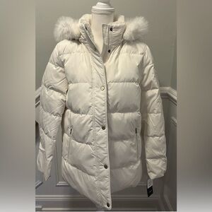 NEW Lauren Ralph Lauren Women’s Hooded Puffer Jacket Cream Size Large NWT